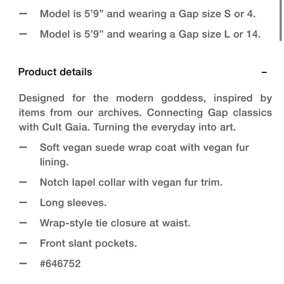 Gap × Cult Gaia Vegan Suede Wrap Coat - Picture 9 of 10